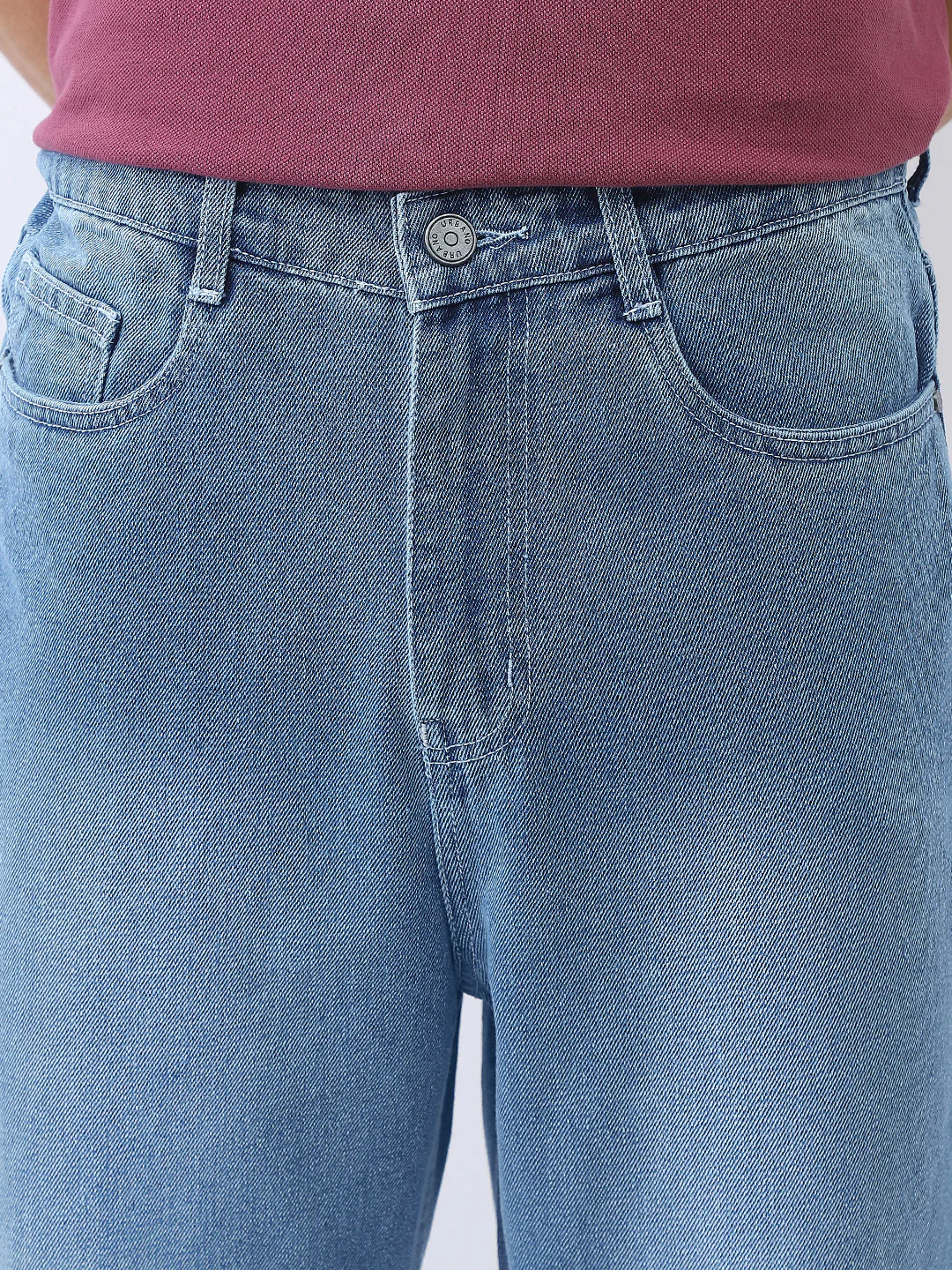 Men's Light Blue Loose Baggy Fit Washed Jeans Non-Stretchable - Image 6