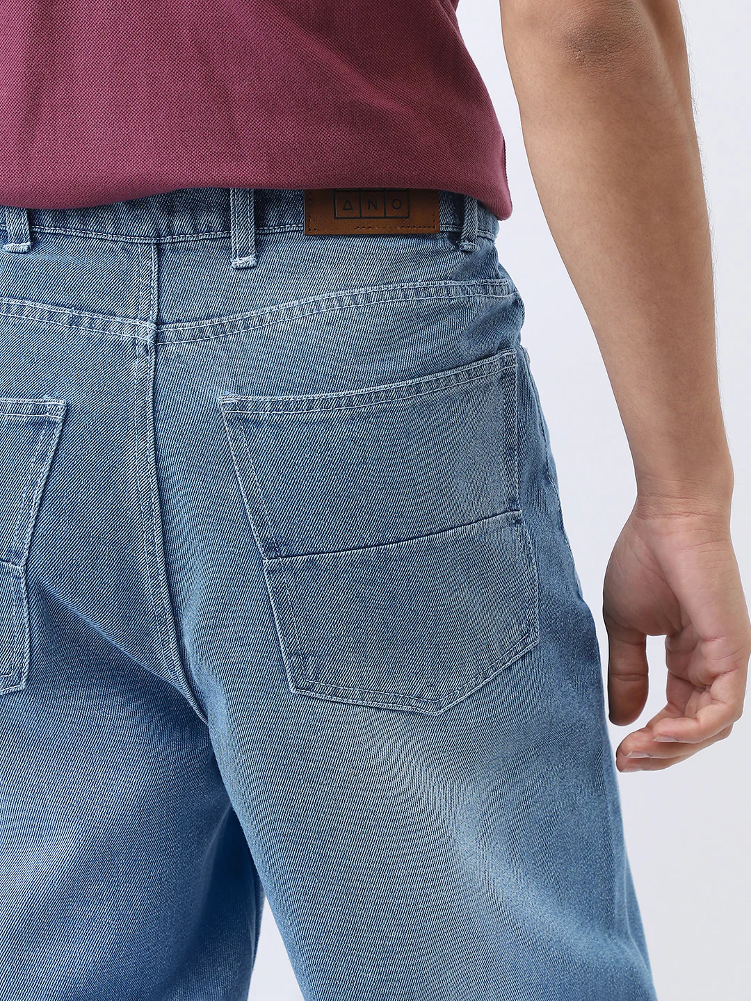 Men's Light Blue Loose Baggy Fit Washed Jeans Non-Stretchable - Image 7