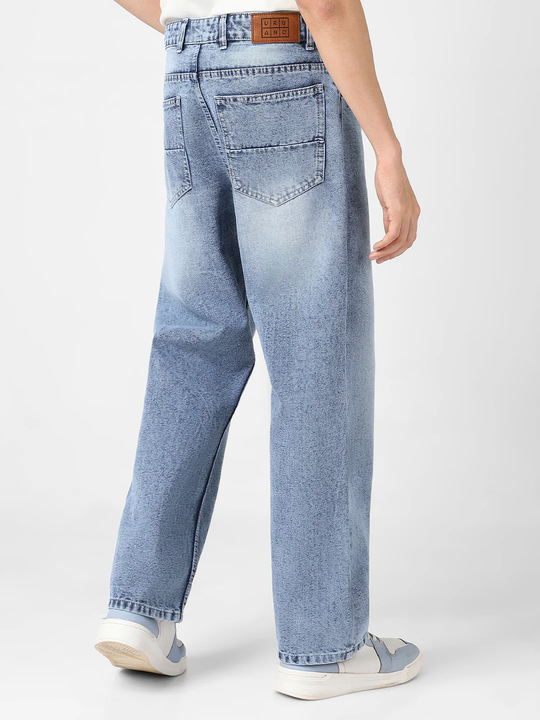 Men's Light Blue Loose Baggy Fit Washed Jeans Non-Stretchable - Image 3
