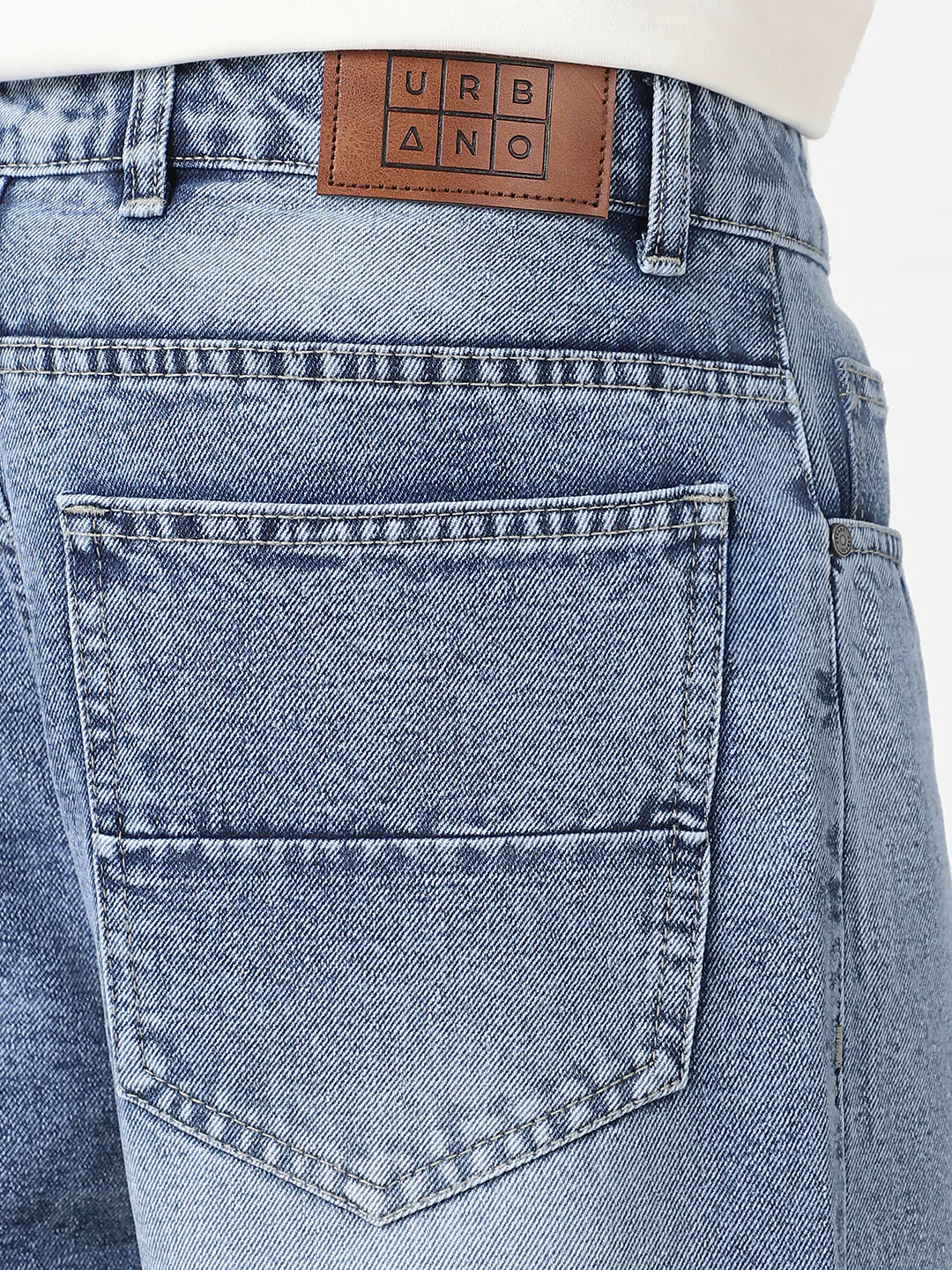 Men's Light Blue Loose Baggy Fit Washed Jeans Non-Stretchable - Image 5
