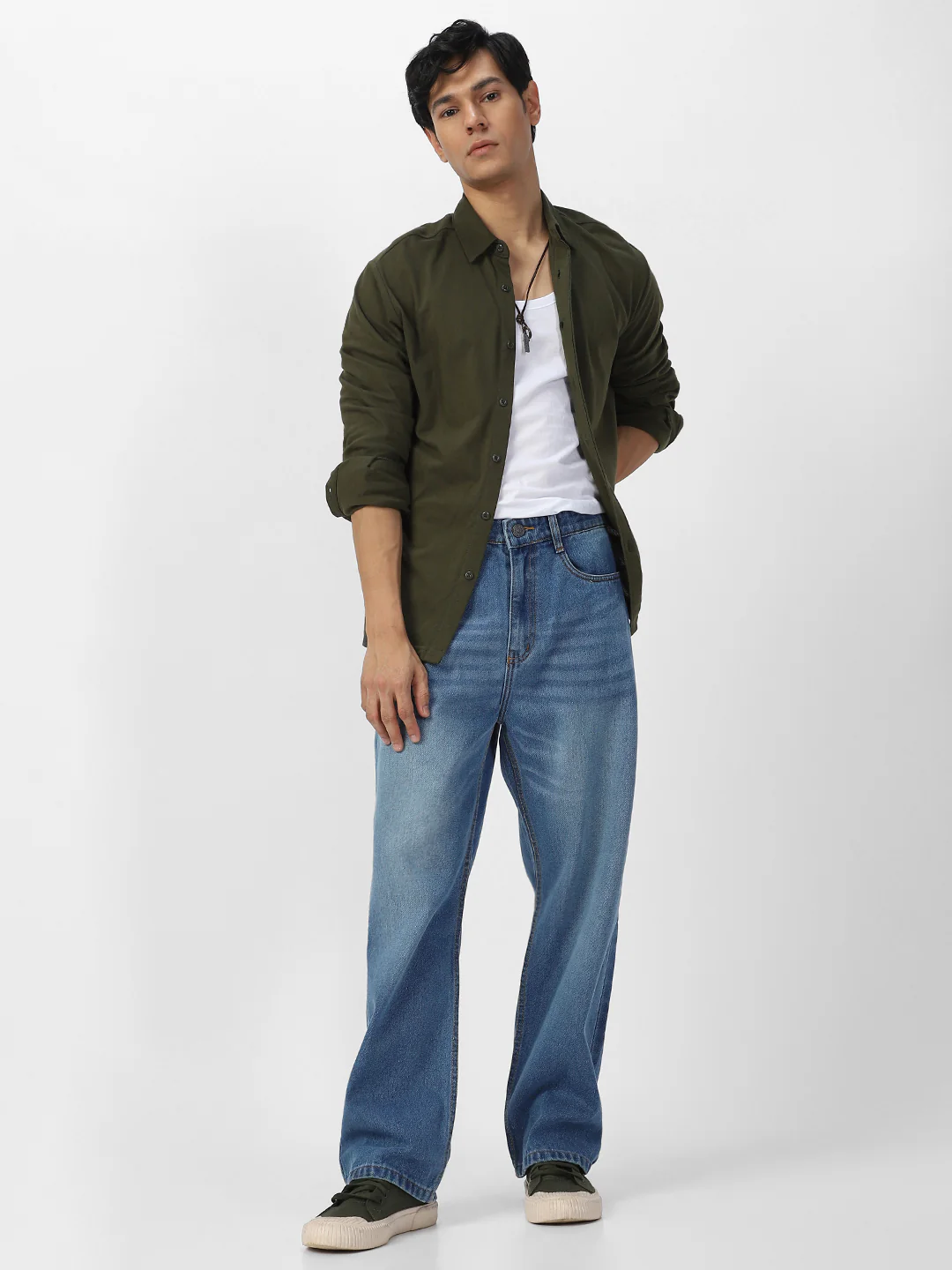 Men's Light Blue Loose Baggy Fit Washed Jeans Non-Stretchable - Image 3