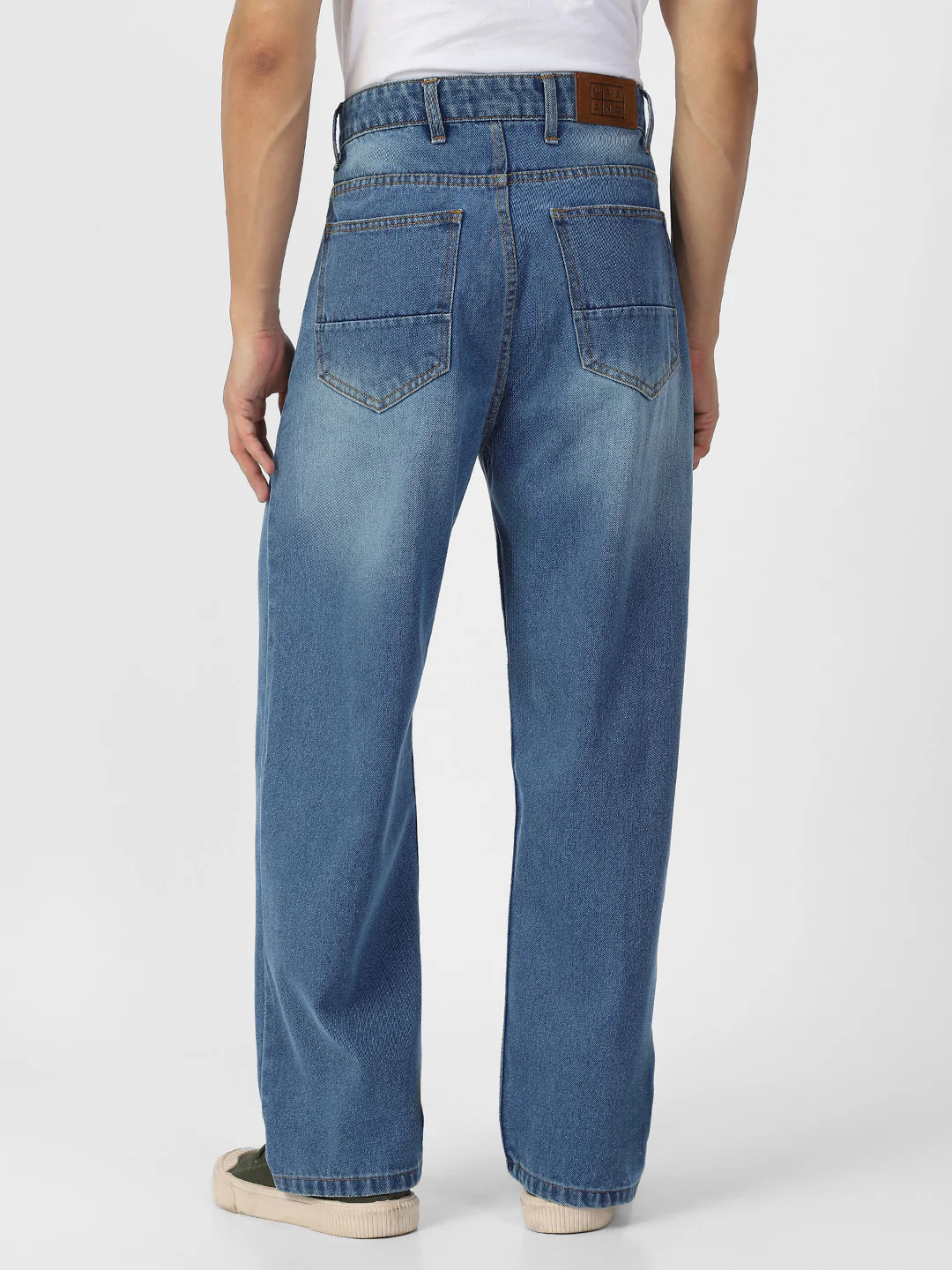 Men's Light Blue Loose Baggy Fit Washed Jeans Non-Stretchable - Image 4