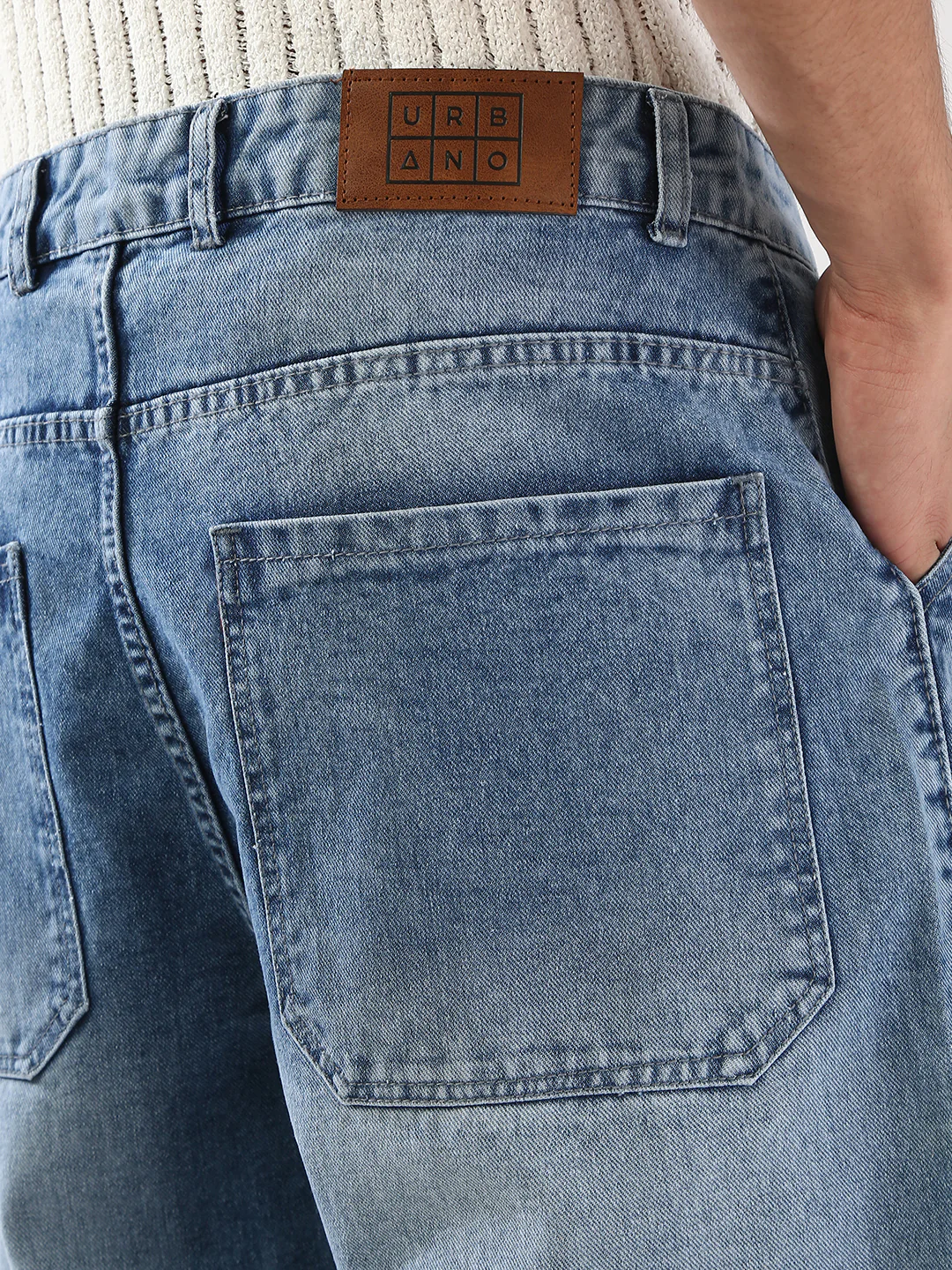 Men's Light Blue Loose Fit Cargo Carpenter Jeans With 6 Pockets Non-Stretchable - Image 6