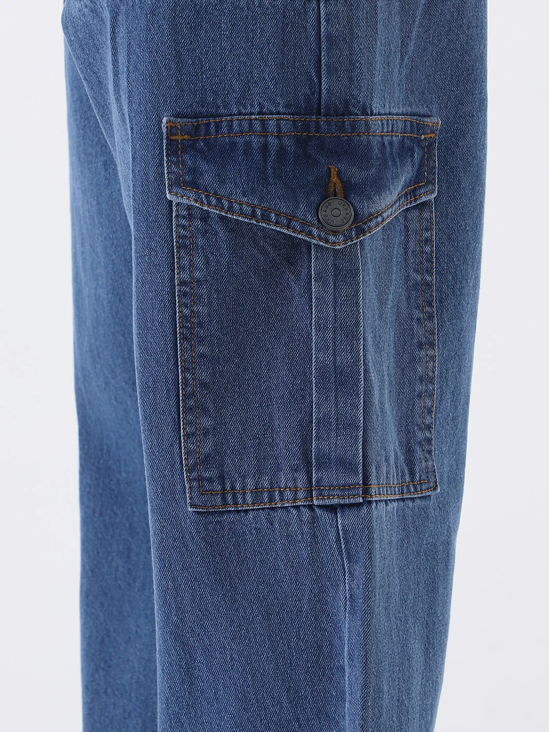 Men's Light Blue Loose Fit Cargo Jeans with 6 Pockets Non-Stretchable - Image 6