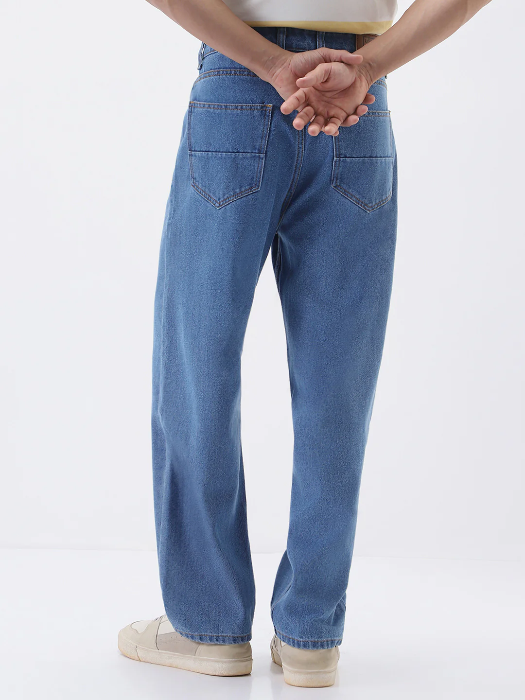Men's Light Blue Loose Fit Washed Jeans Non-Stretchable - Image 3