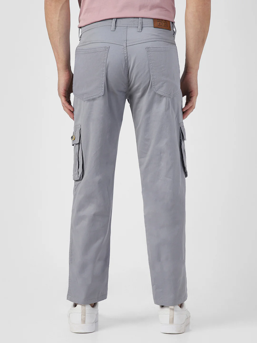 Men's Light Blue Regular Fit Solid Cargo Chino Pant with 6 Pockets - Image 4
