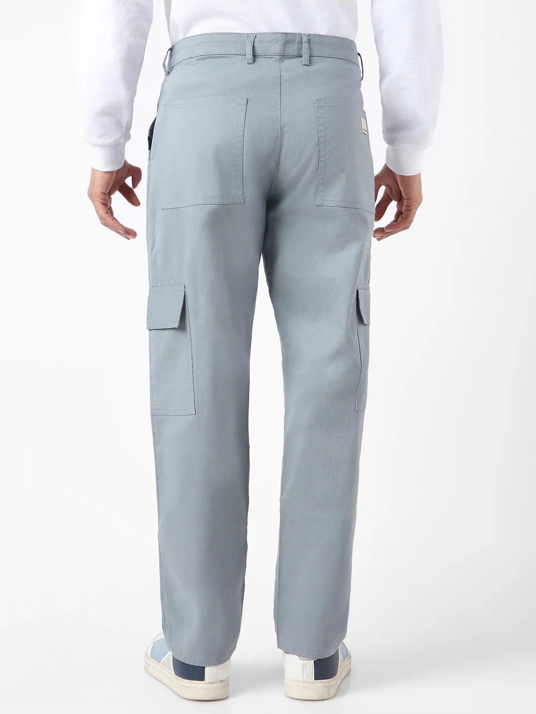 Urbano Fashion Men's Light Blue Regular Fit Solid Cargo Chino Pant with 6 Pockets Stretchable - Image 3