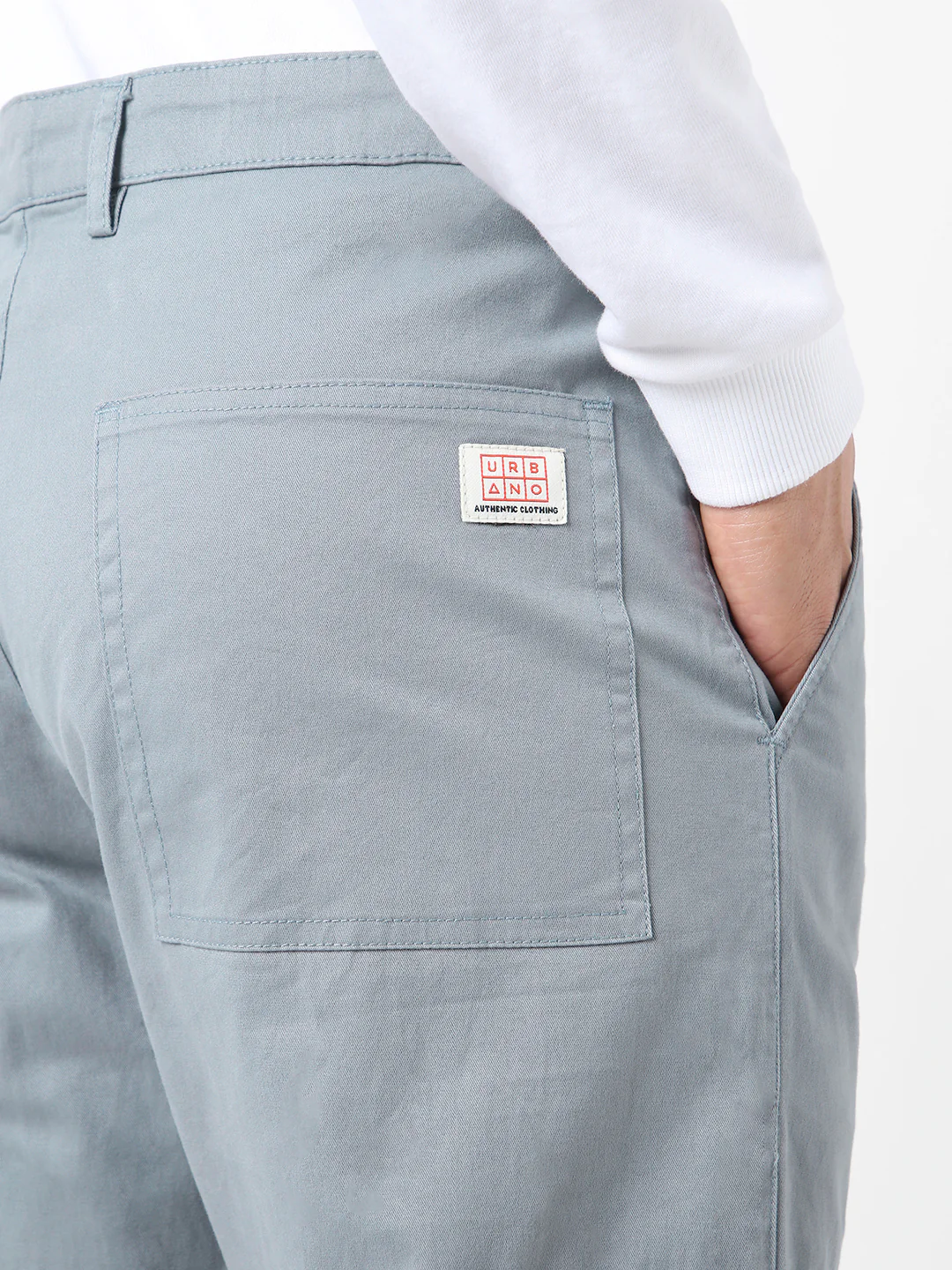 Urbano Fashion Men's Light Blue Regular Fit Solid Cargo Chino Pant with 6 Pockets Stretchable - Image 7