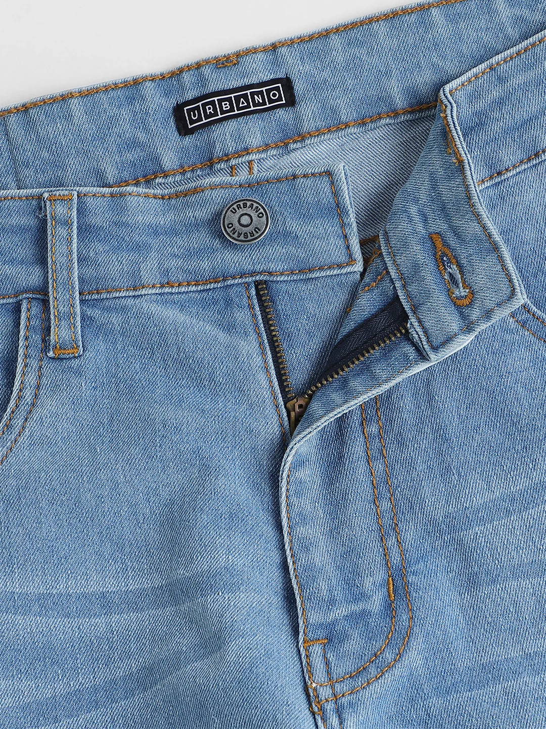 Men's Light Blue Regular Fit Washed Jeans Stretchable - Image 6
