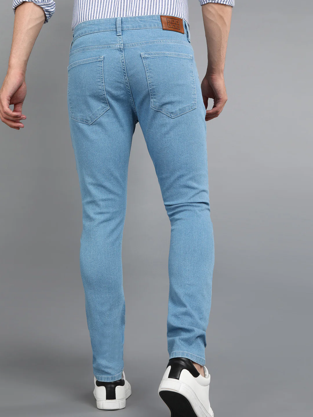 Men's Light Blue Regular Fit Washed Jeans Stretchable - Image 3