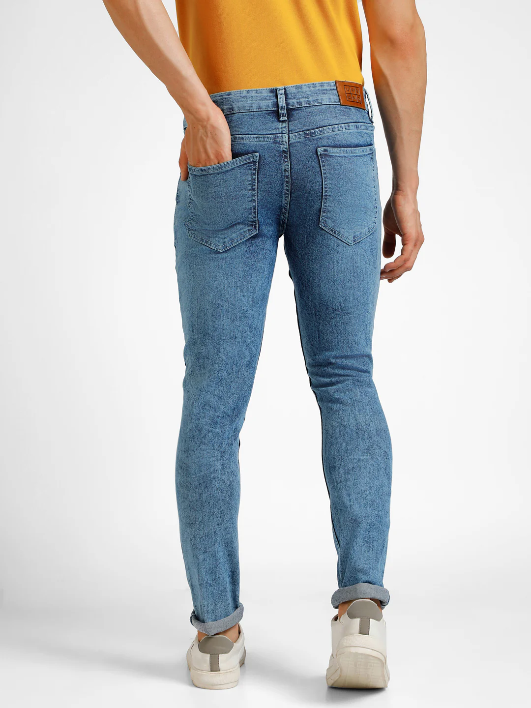 Men's Light Blue Regular Fit Washed Jeans Stretchable - Image 3