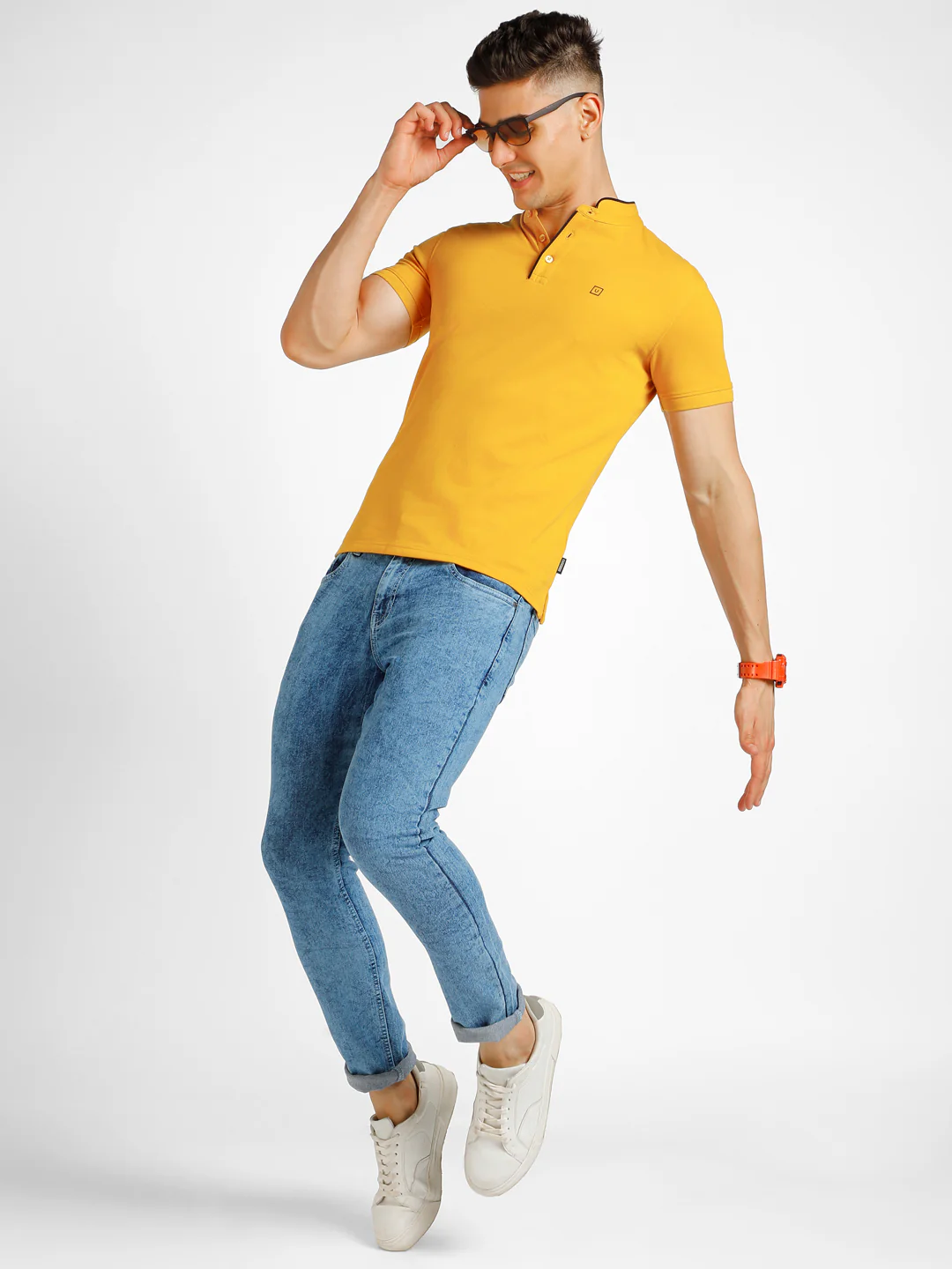 Men's Light Blue Regular Fit Washed Jeans Stretchable - Image 4