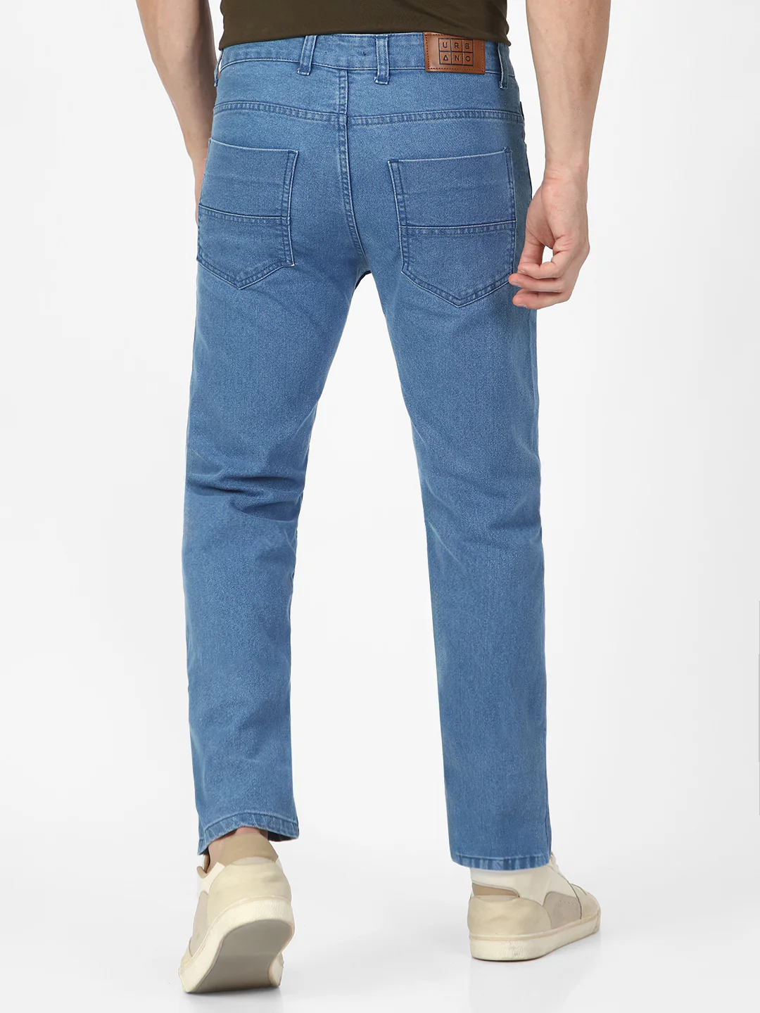 Men's Light Blue Regular Fit Washed Jeans Stretchable - Image 4