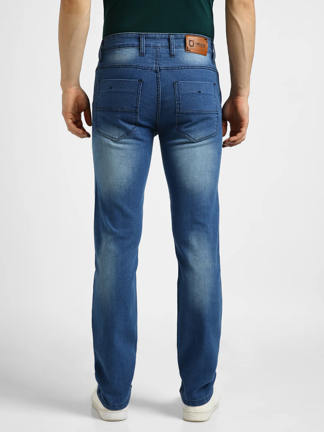 Men's Light Blue Regular Fit Washed Jeans Stretchable - Image 3