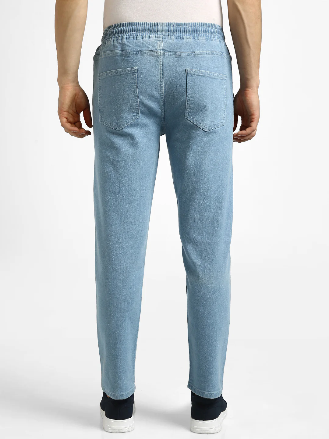 Men's Light Blue Regular Fit Washed Jogger Jeans Stretchable - Image 3