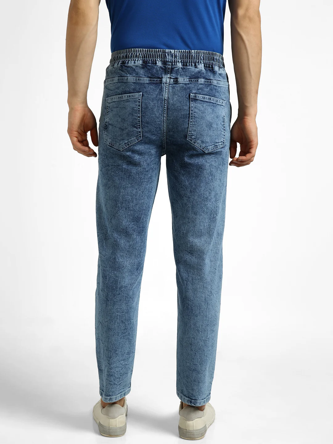 Men's Light Blue Regular Fit Washed Jogger Jeans Stretchable - Image 3