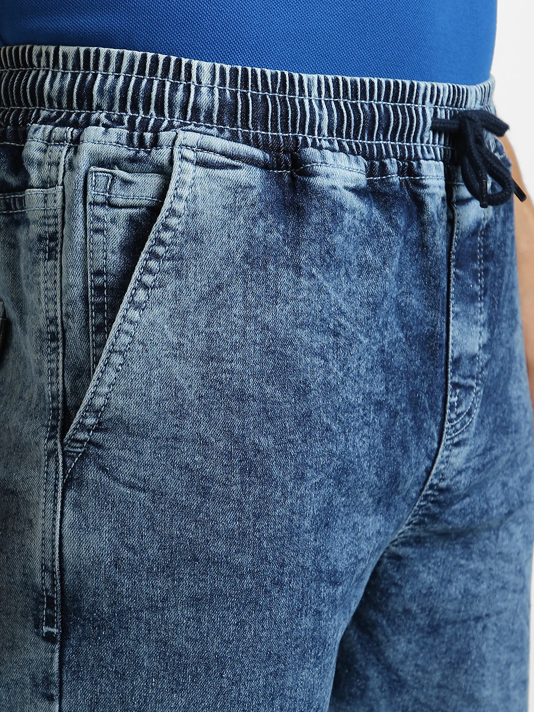 Men's Light Blue Regular Fit Washed Jogger Jeans Stretchable - Image 5