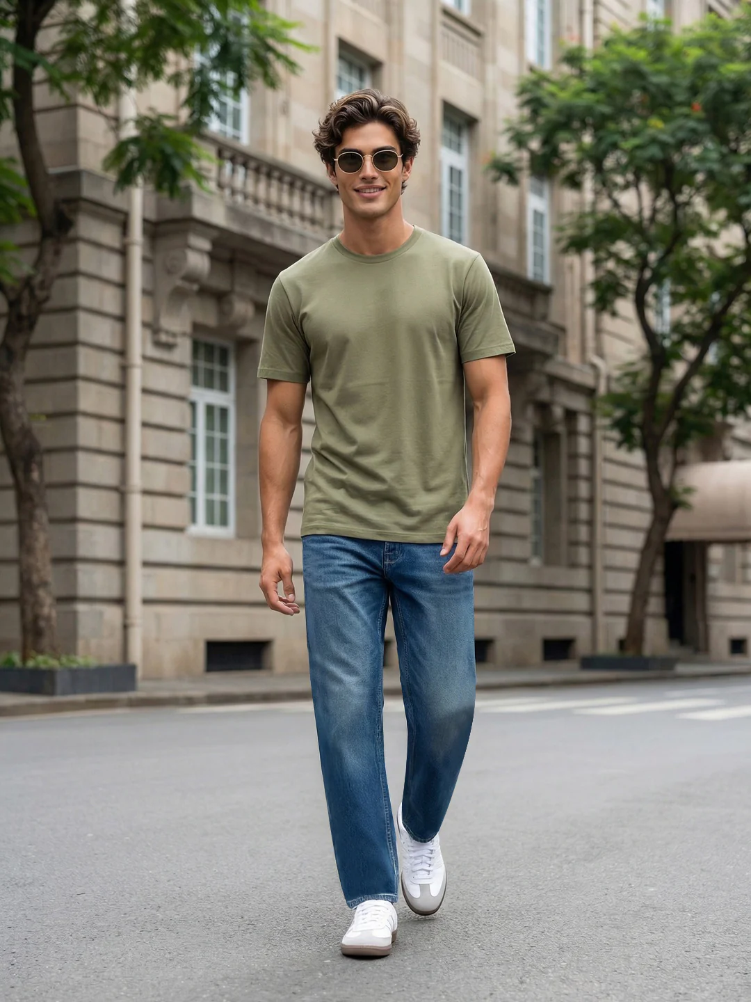 Men's Light Blue Relaxed Fit Washed Denim Jeans Non-Stretchable - Image 4