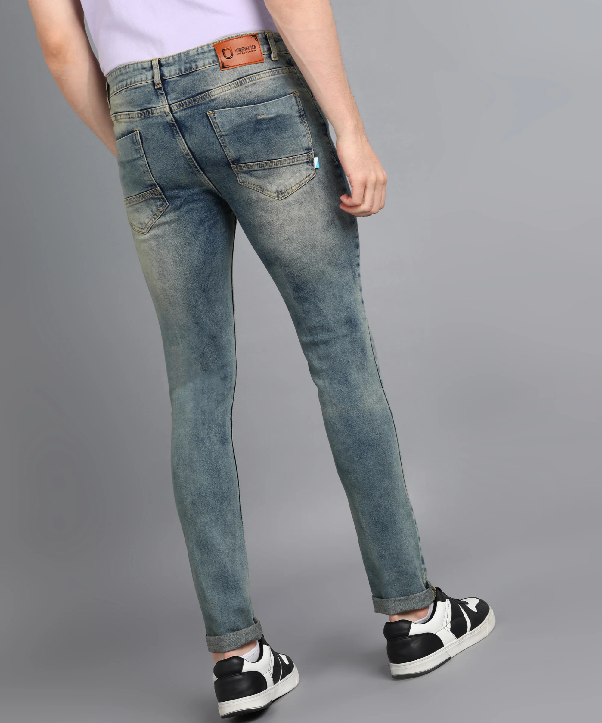 Men's Light Blue Skinny Fit Washed Jeans Stretchable - Image 3