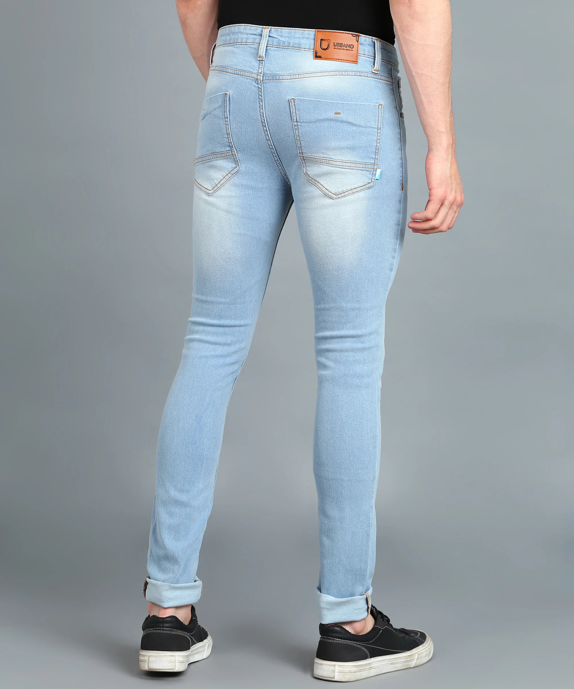 Men's Light Blue Skinny Fit Washed Jeans Stretchable - Image 3