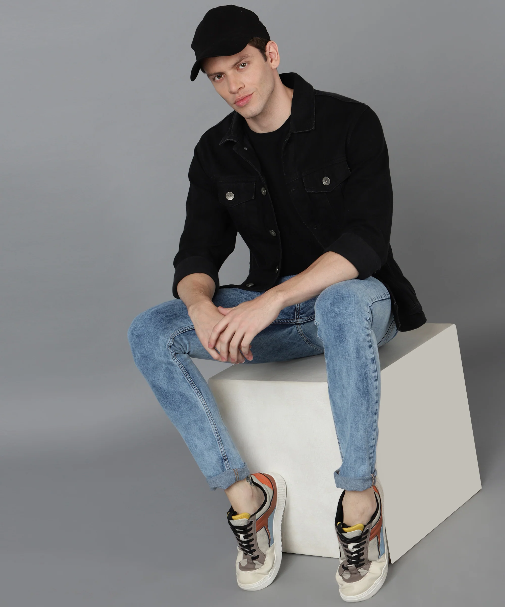 Men's Light Blue Skinny Fit Washed Jeans Stretchable - Image 4