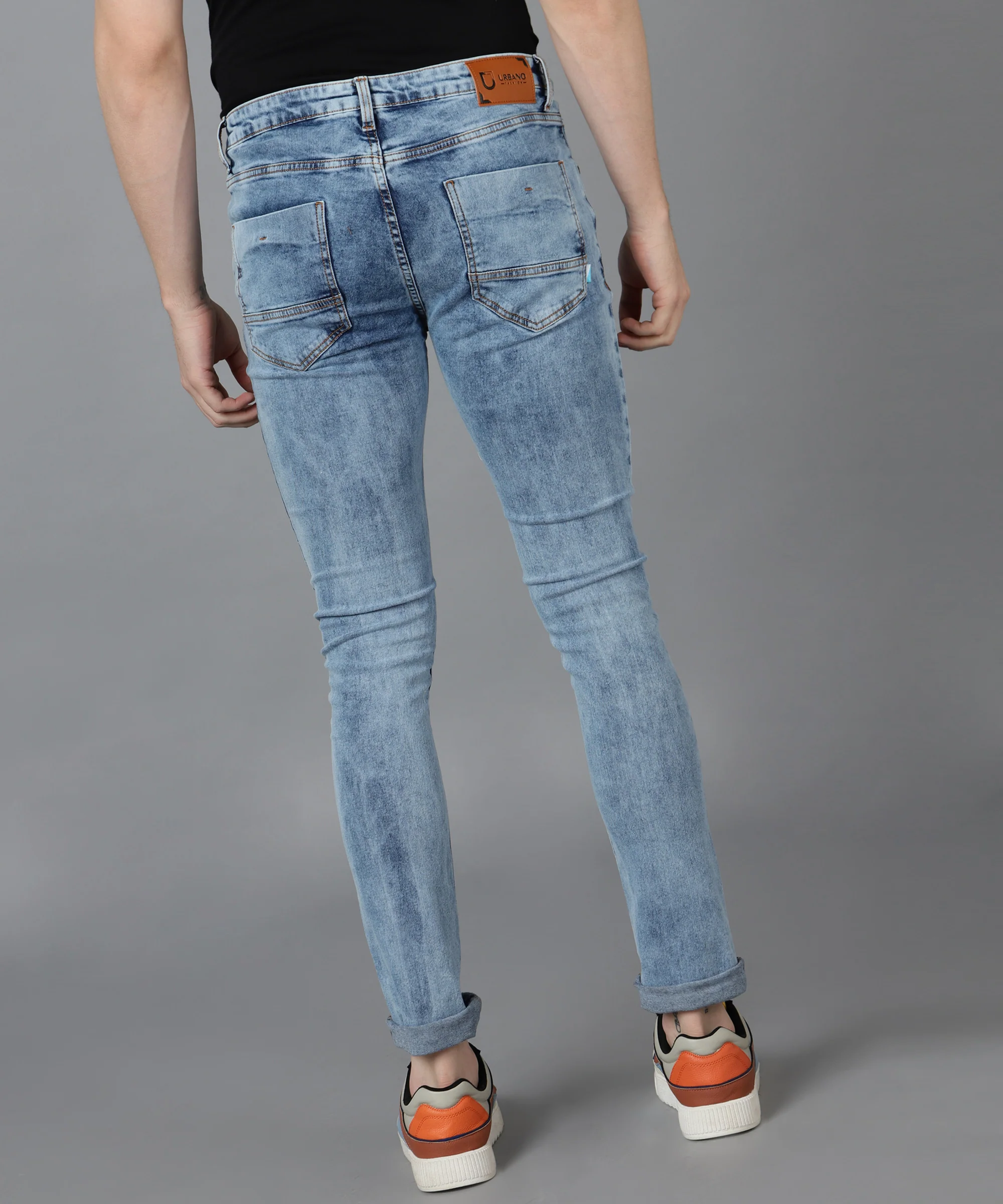 Men's Light Blue Skinny Fit Washed Jeans Stretchable - Image 8