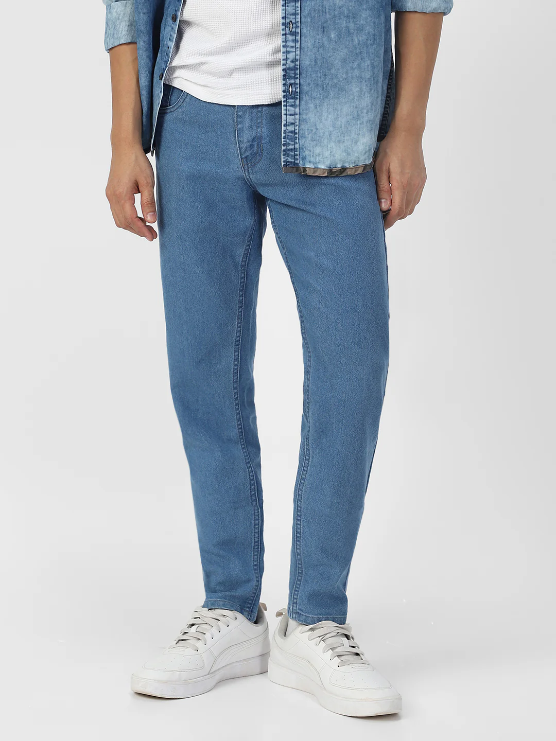 Men's Light Blue Slim Fit Denim Jeans Stretchable - Image 2
