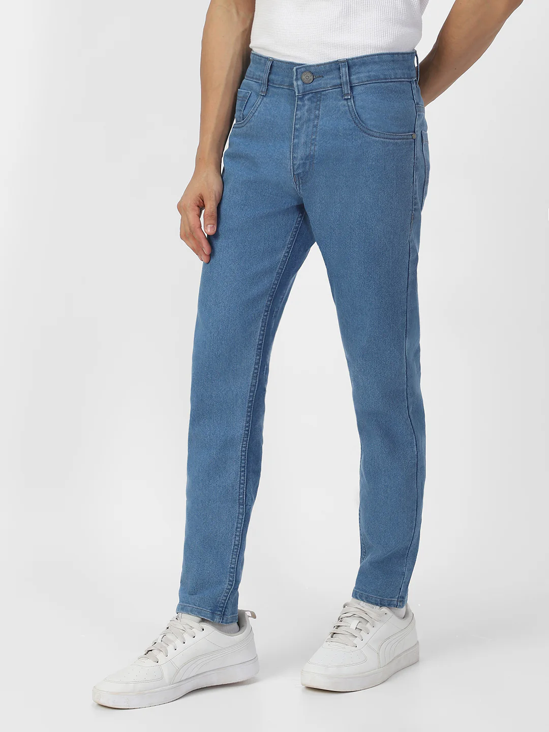 Men's Light Blue Slim Fit Denim Jeans Stretchable - Image 3