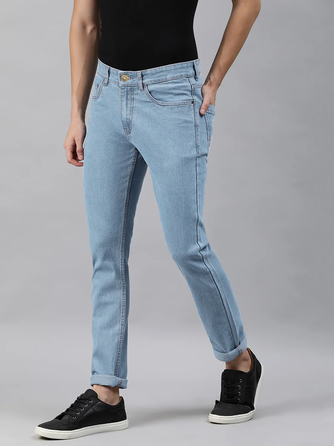 Men's Light Blue Slim Fit Denim Jeans Stretchable - Image 2