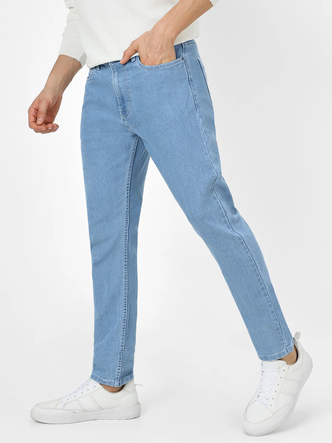 Men's Light Blue Slim Fit Denim Jeans Stretchable - Image 3