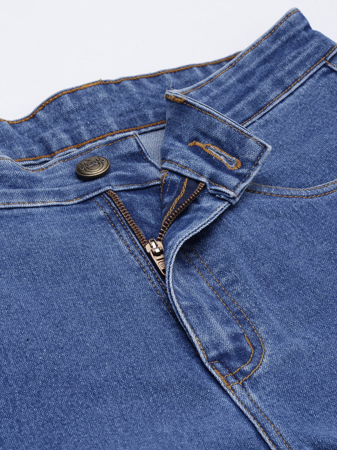 Men's Light Blue Slim Fit Knee Slit Distressed Jeans Stretchable - Image 5
