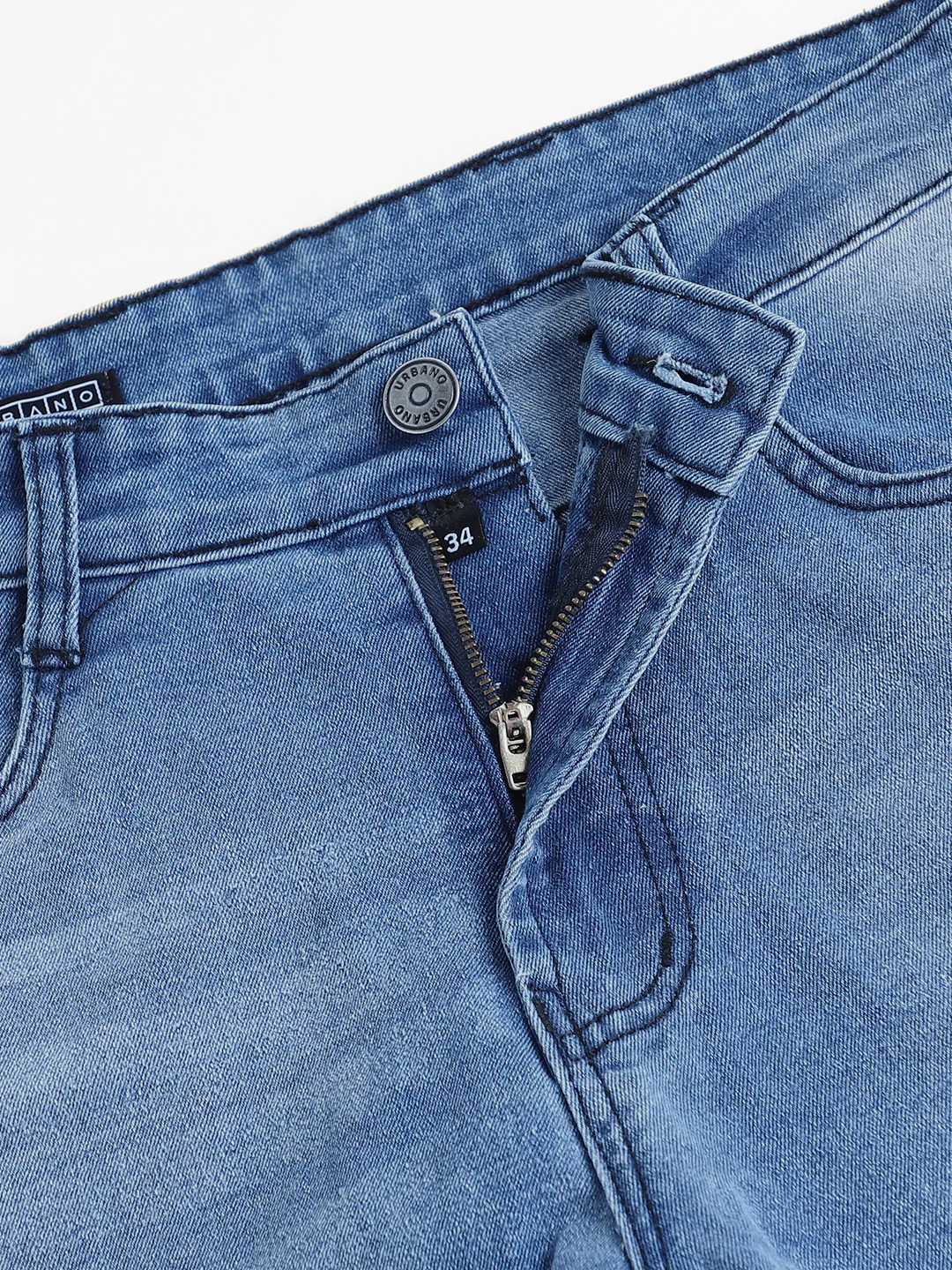 Men's Light Blue Slim Fit Mild Distressed/Torn Jeans Stretchable - Image 6