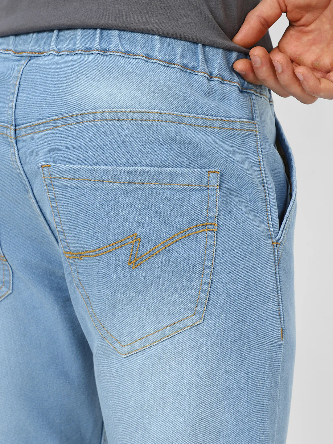 Men's Light Blue Slim Fit Stretch Jogger Jeans - Image 6