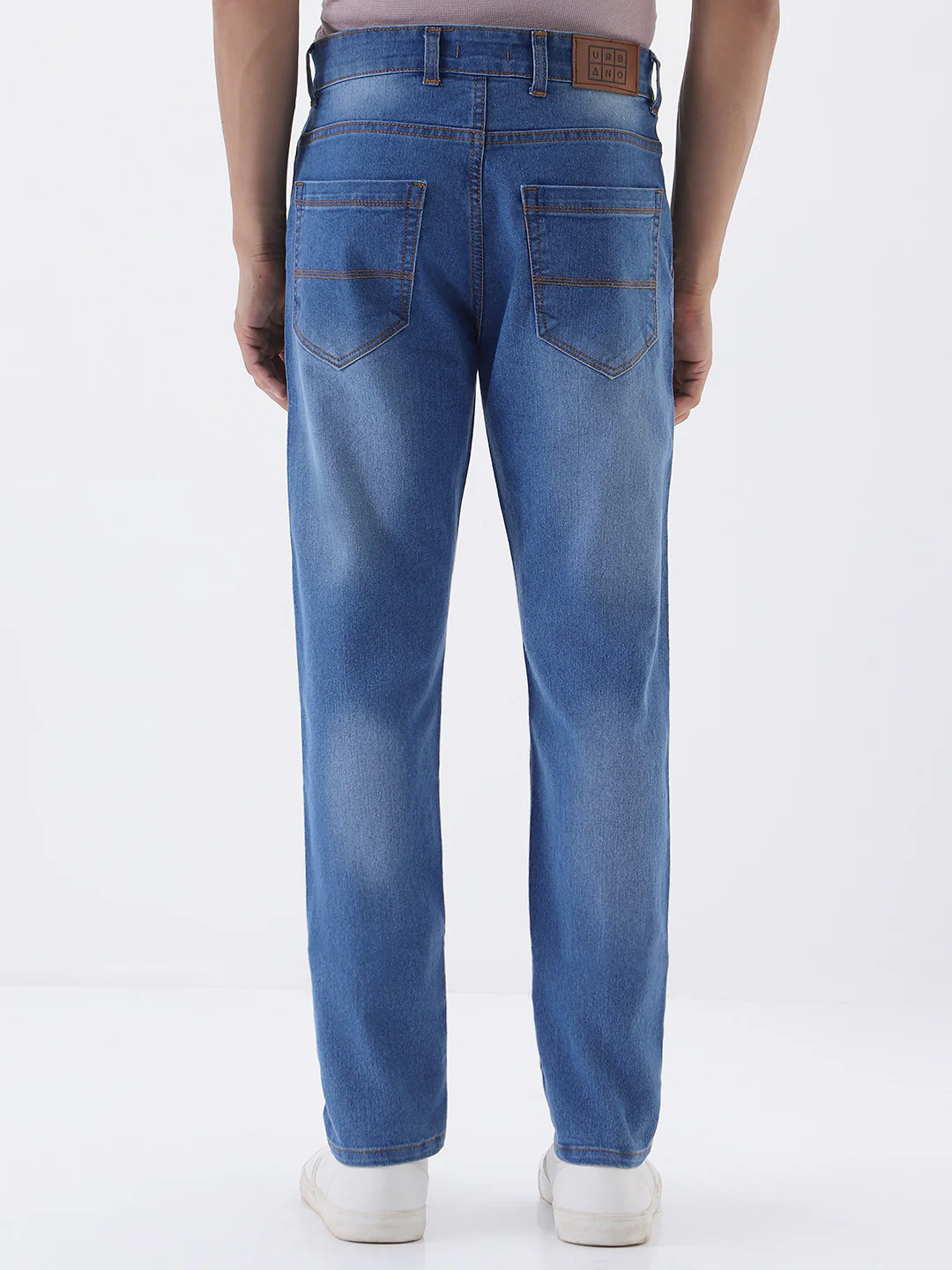 Men's Light Blue Slim Fit Washed Jeans Stretchable - Image 4