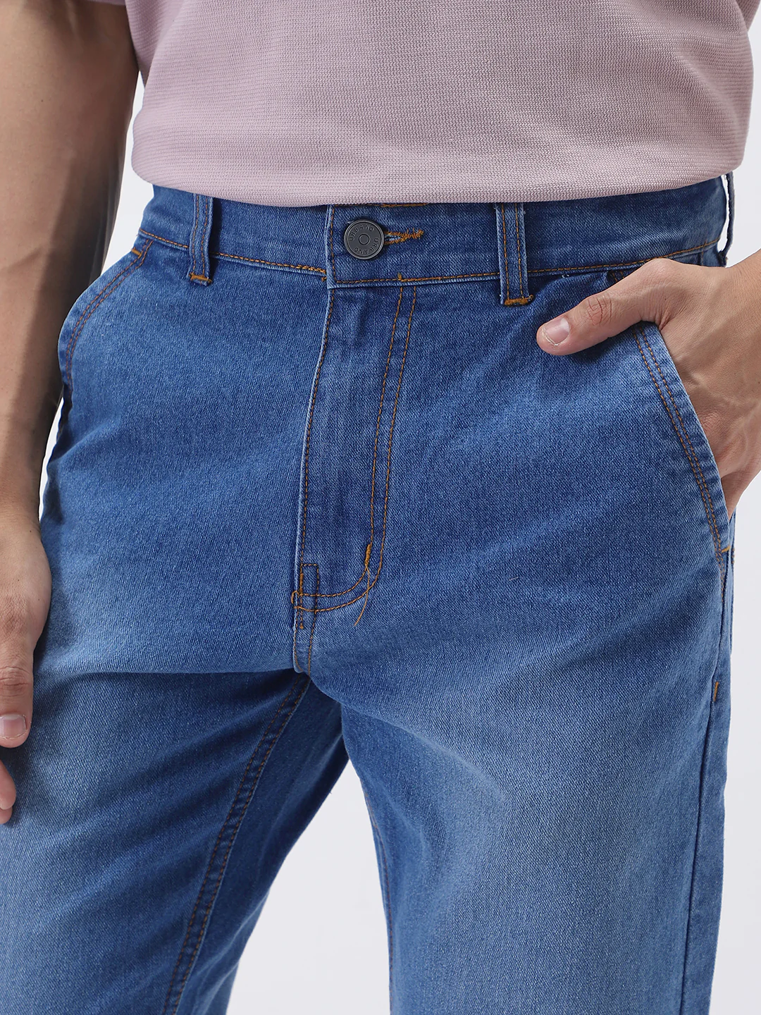 Men's Light Blue Slim Fit Washed Jeans Stretchable - Image 6