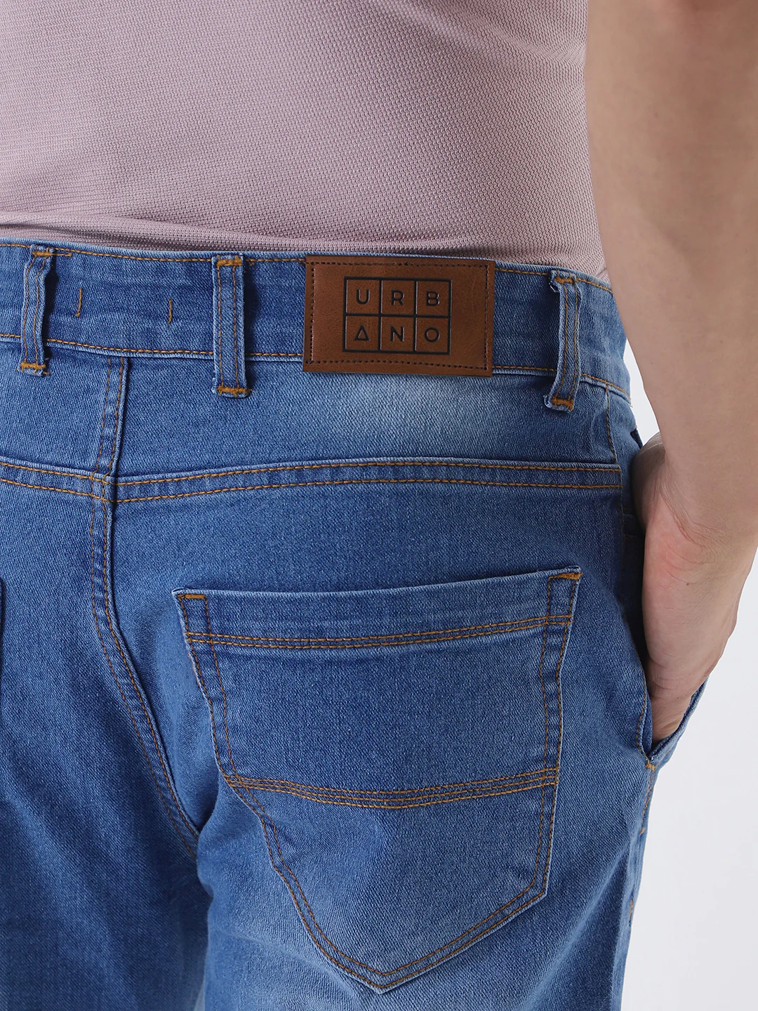 Men's Light Blue Slim Fit Washed Jeans Stretchable - Image 7