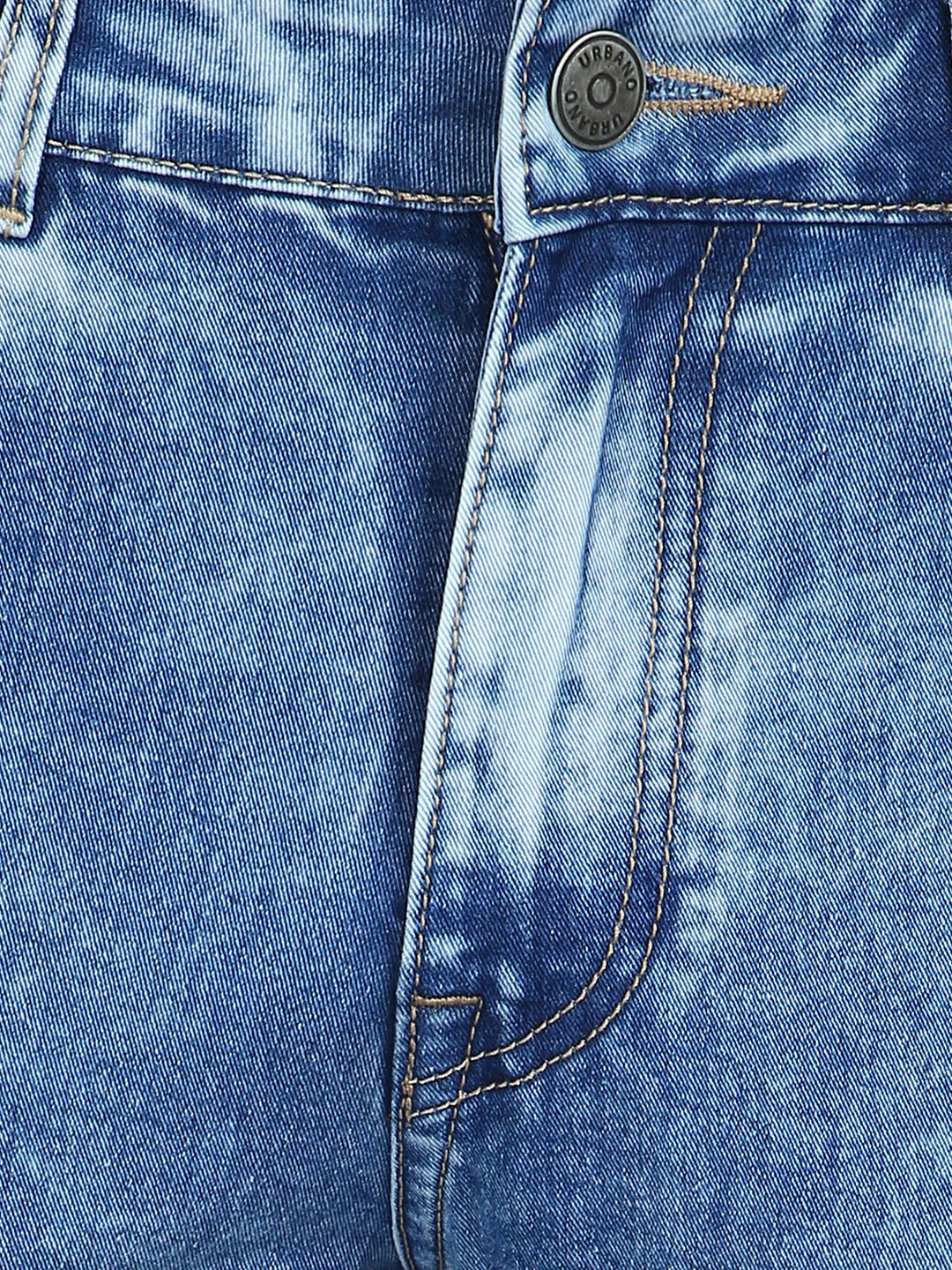 Men's Light Blue Slim Fit Towel Washed Jeans Stretch - Image 6