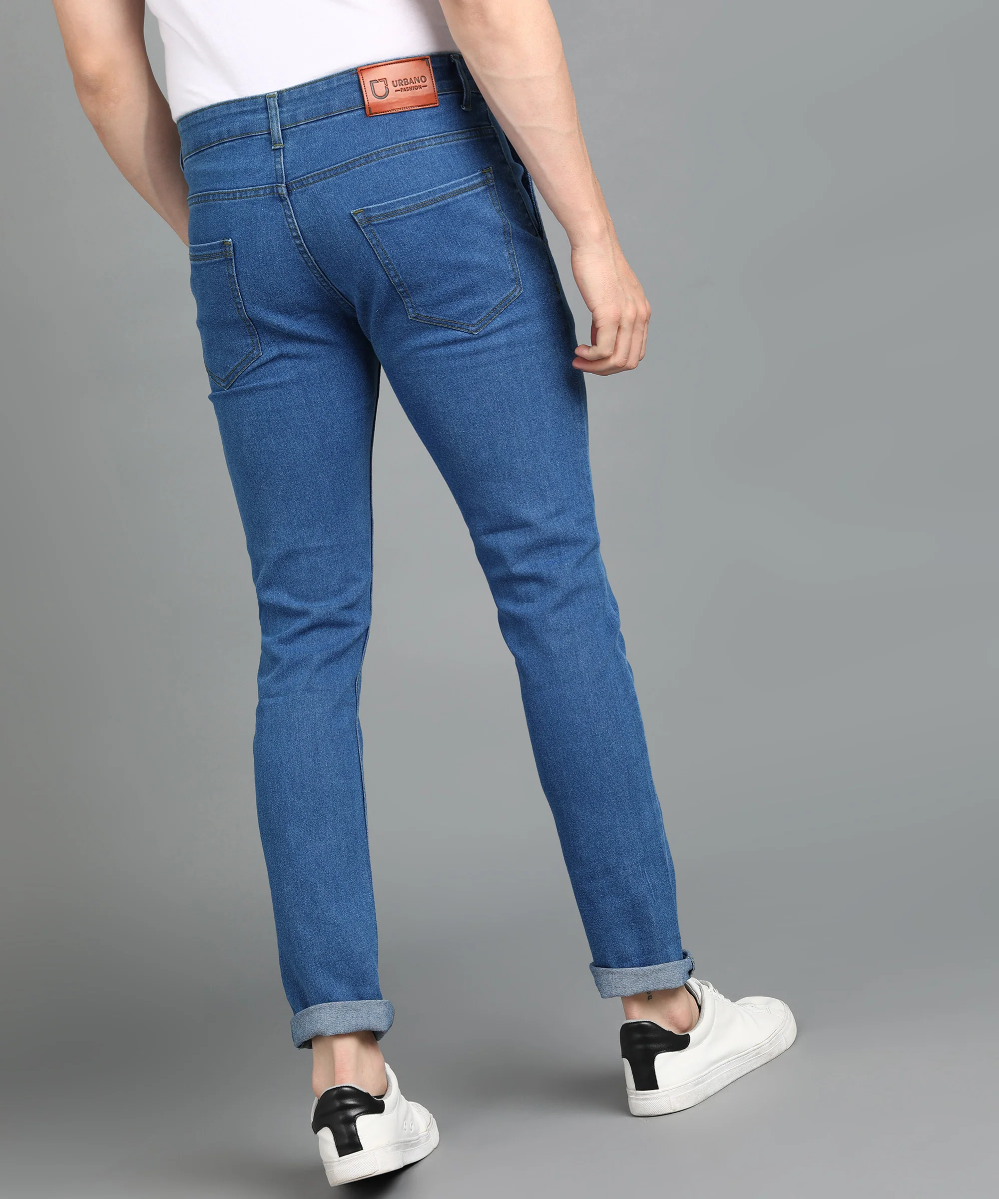 Men's Light Blue Slim Fit Washed Jeans Stretchable - Image 3
