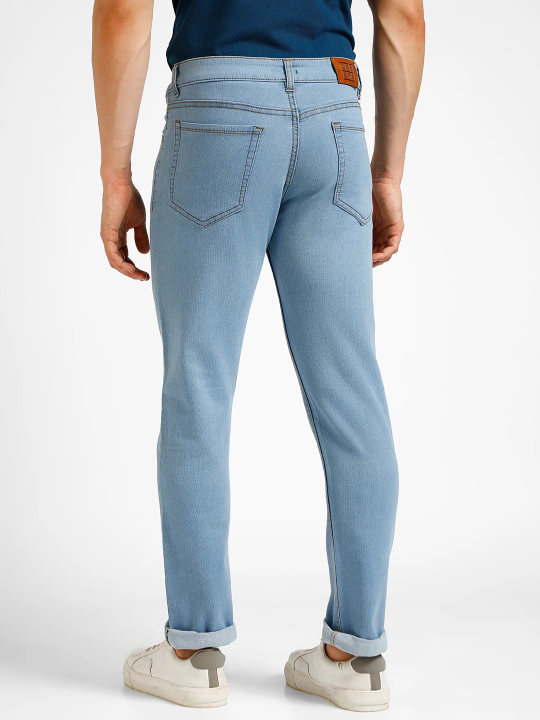 Men's Light Blue Slim Fit Washed Jeans Stretchable - Image 3