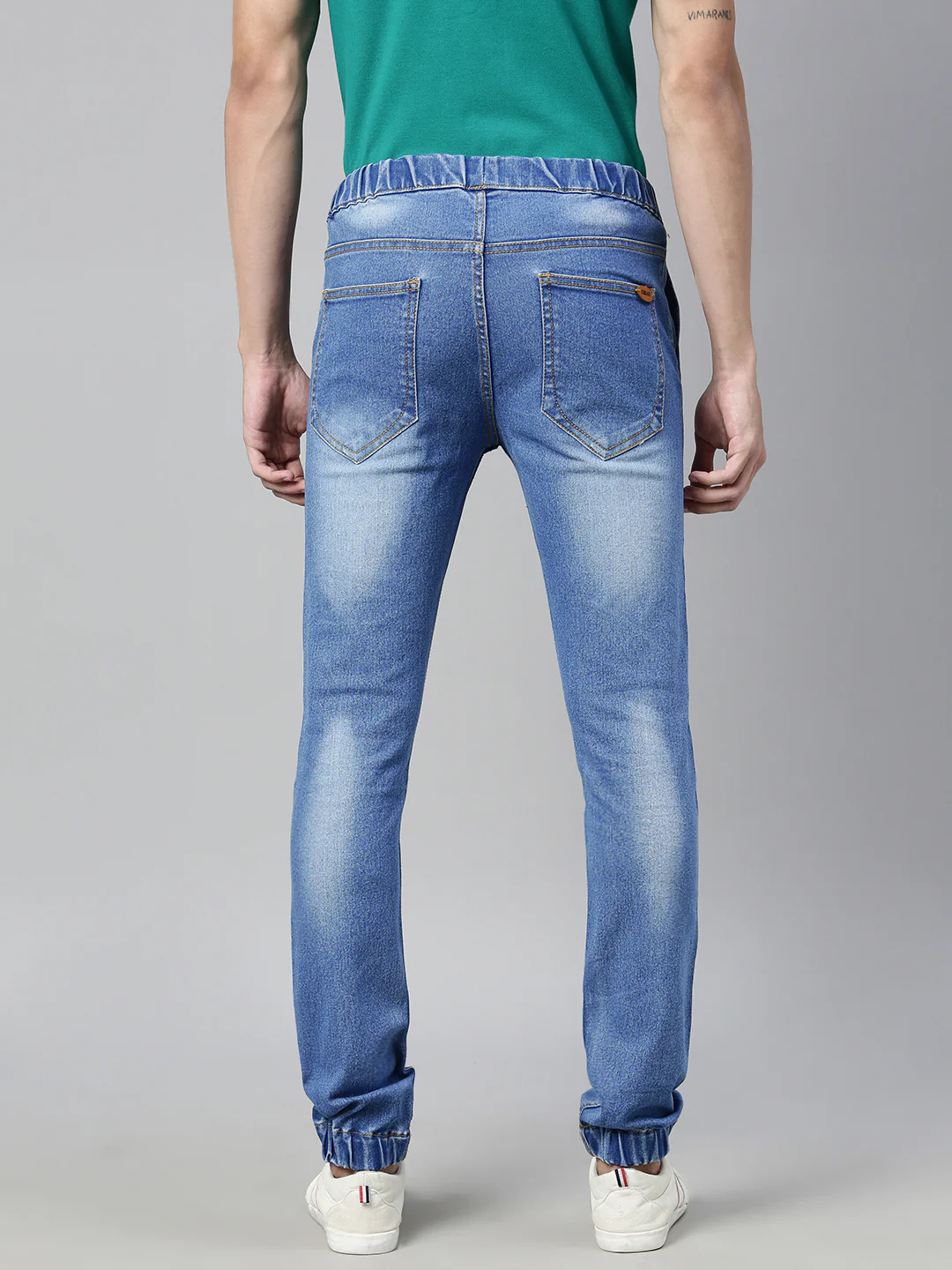 Men's Light Blue Slim Fit Washed Jogger Jeans Stretch - Image 3