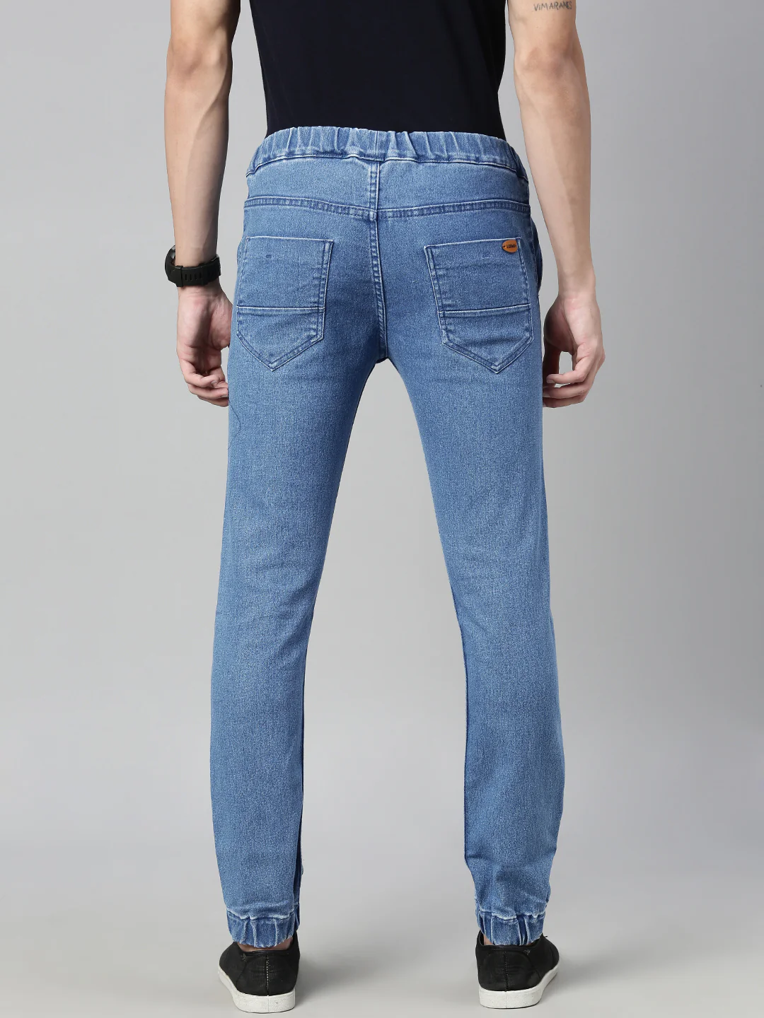 Men's Light Blue Slim Fit Washed Jogger Jeans Stretchable - Image 3