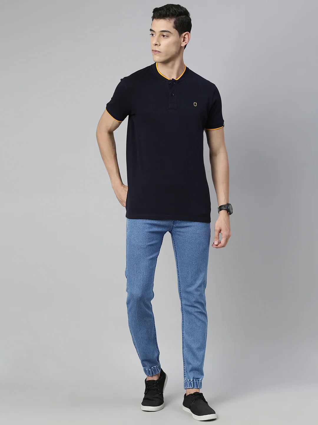 Men's Light Blue Slim Fit Washed Jogger Jeans Stretchable - Image 4