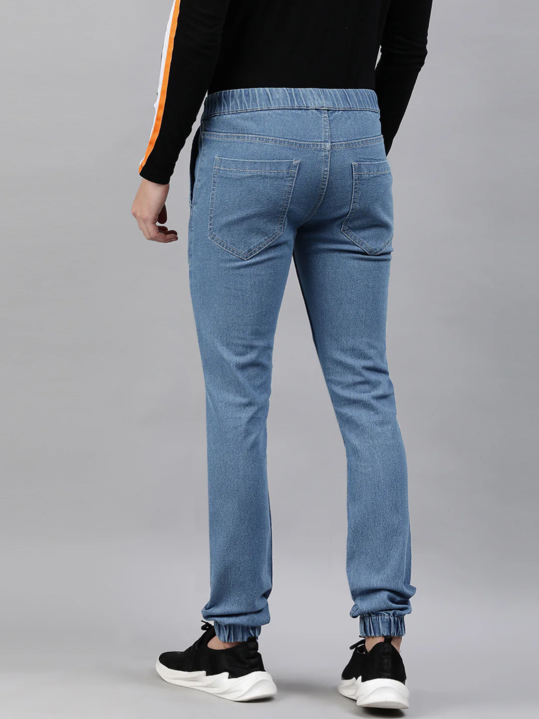 Men's Light Blue Slim Fit Washed Jogger Jeans Stretchable - Image 3