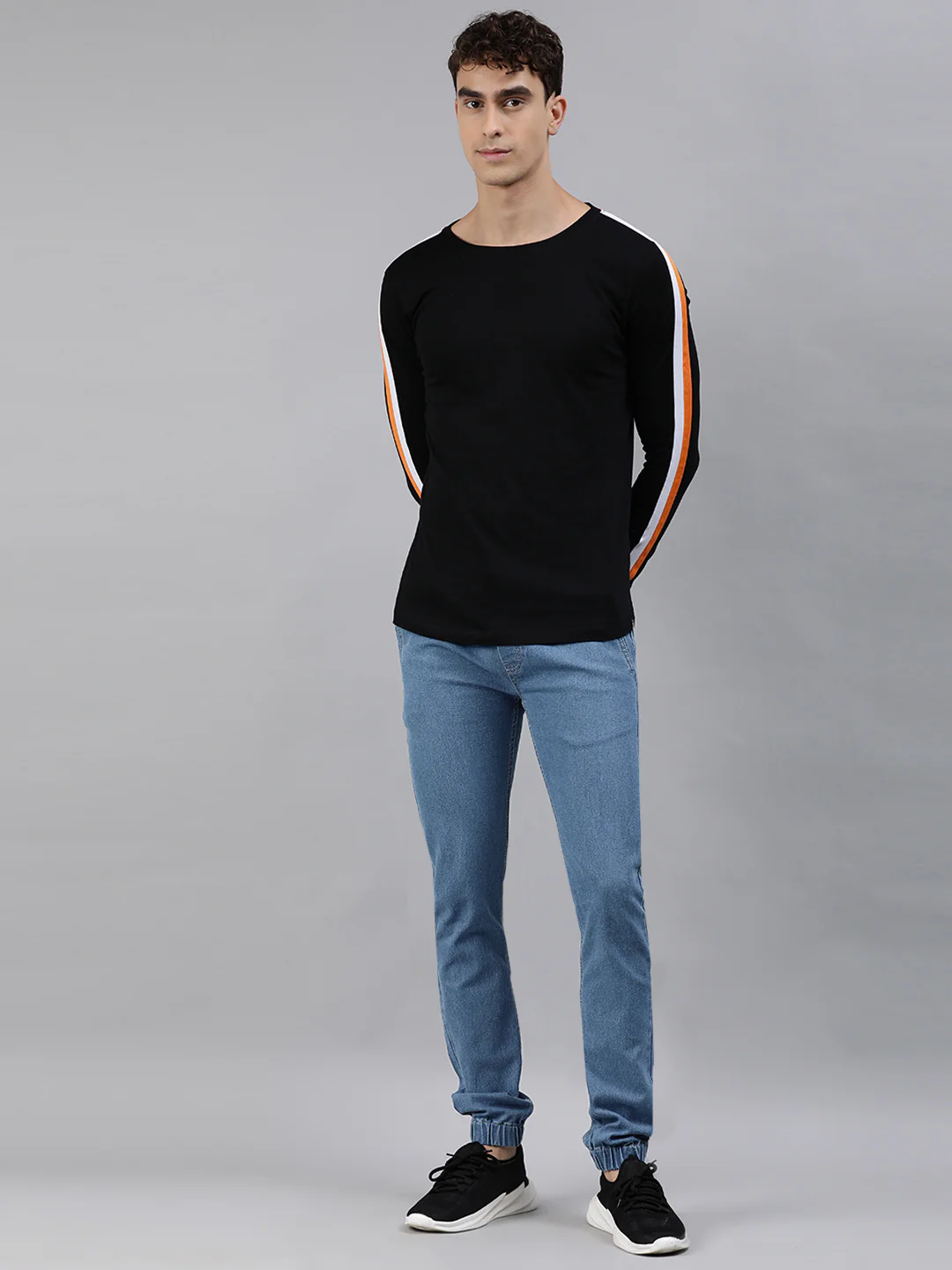 Men's Light Blue Slim Fit Washed Jogger Jeans Stretchable - Image 4