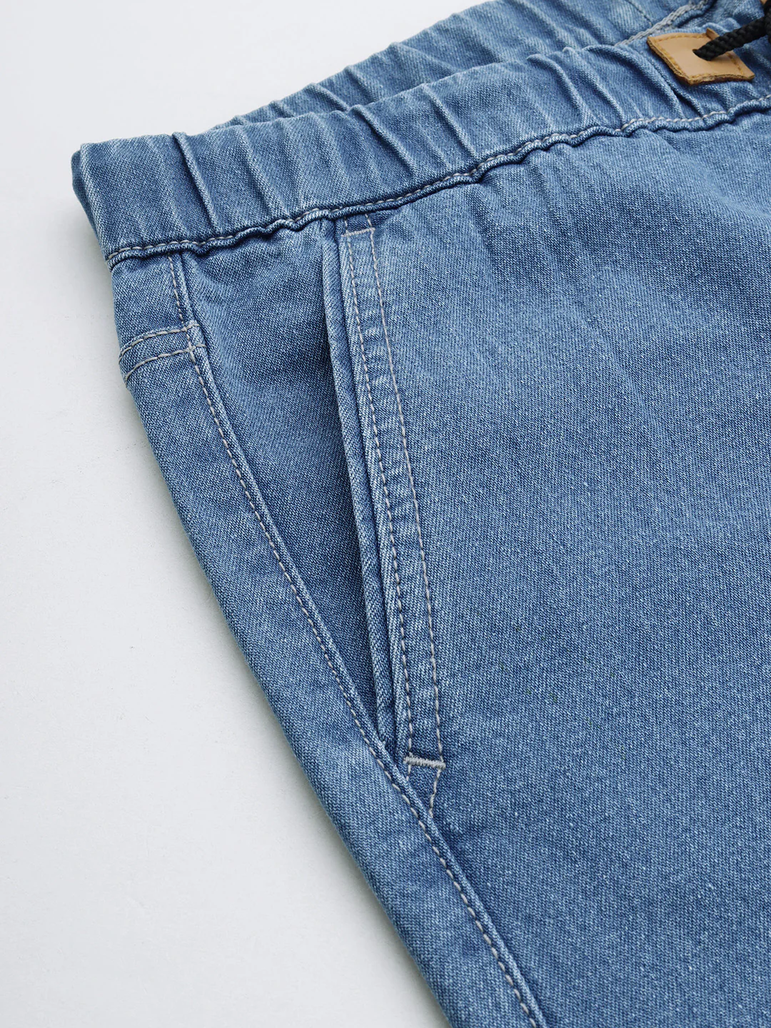 Men's Light Blue Slim Fit Washed Jogger Jeans Stretchable - Image 6