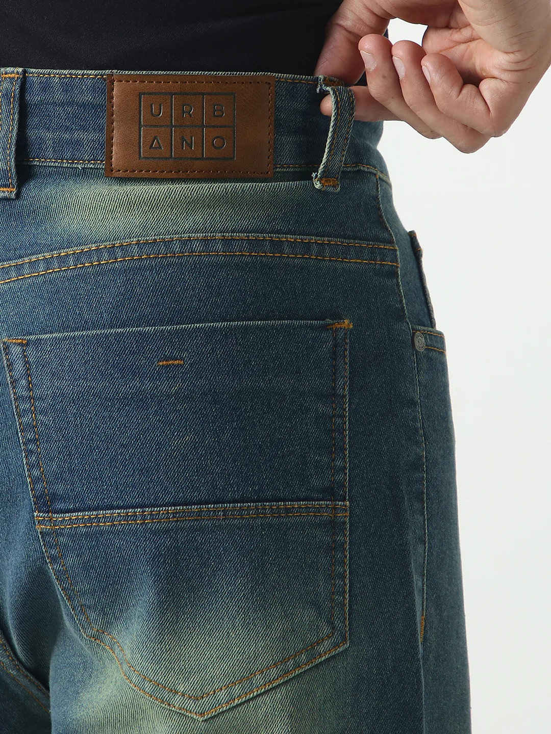 Men's Light Blue Straight Fit Heavy Washed Jeans Stretchable - Image 6