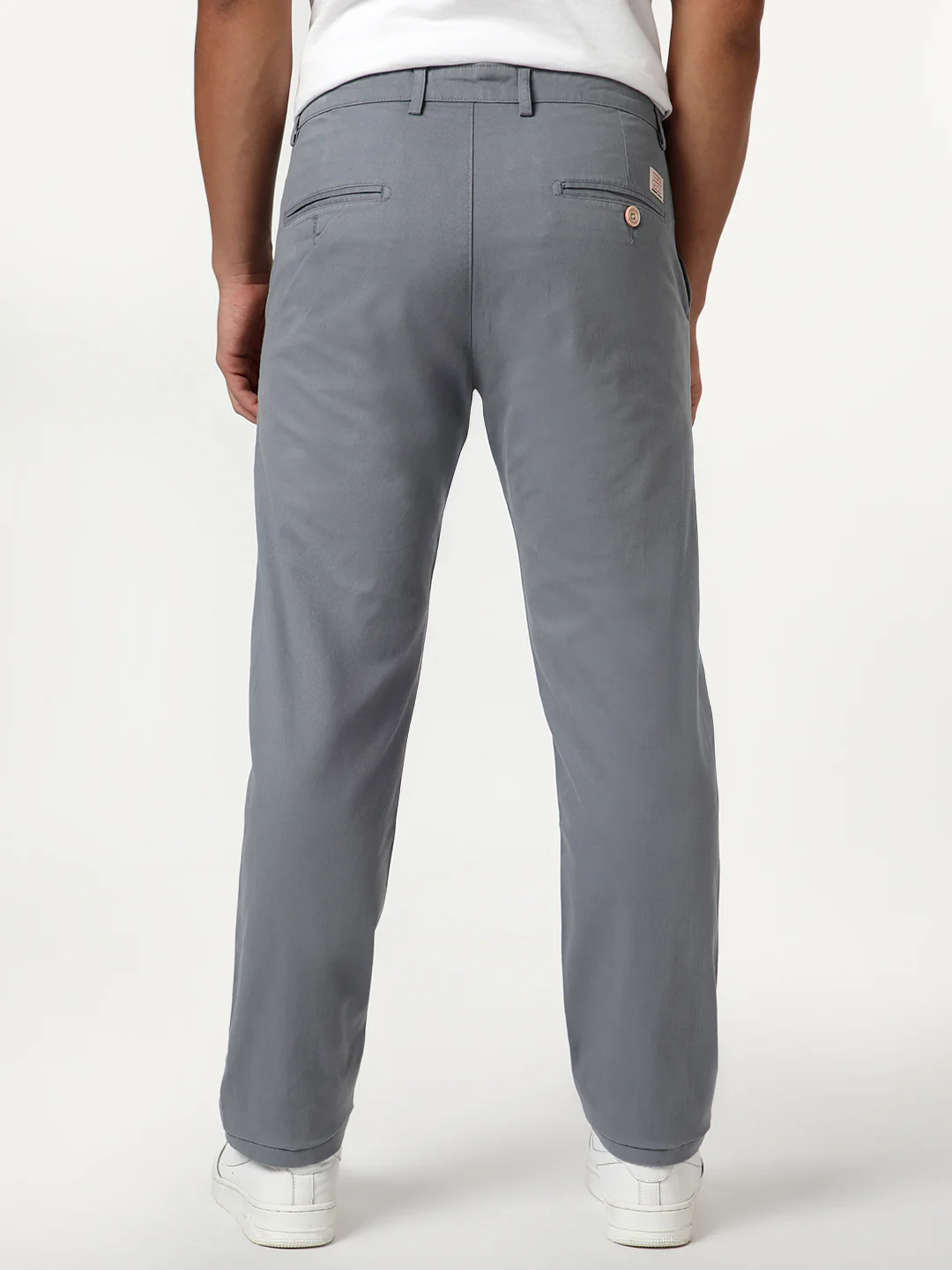 Men's Light Blue Straight Fit Mid Rise Cotton Casual Chinos Trousers Stretch - Image 4