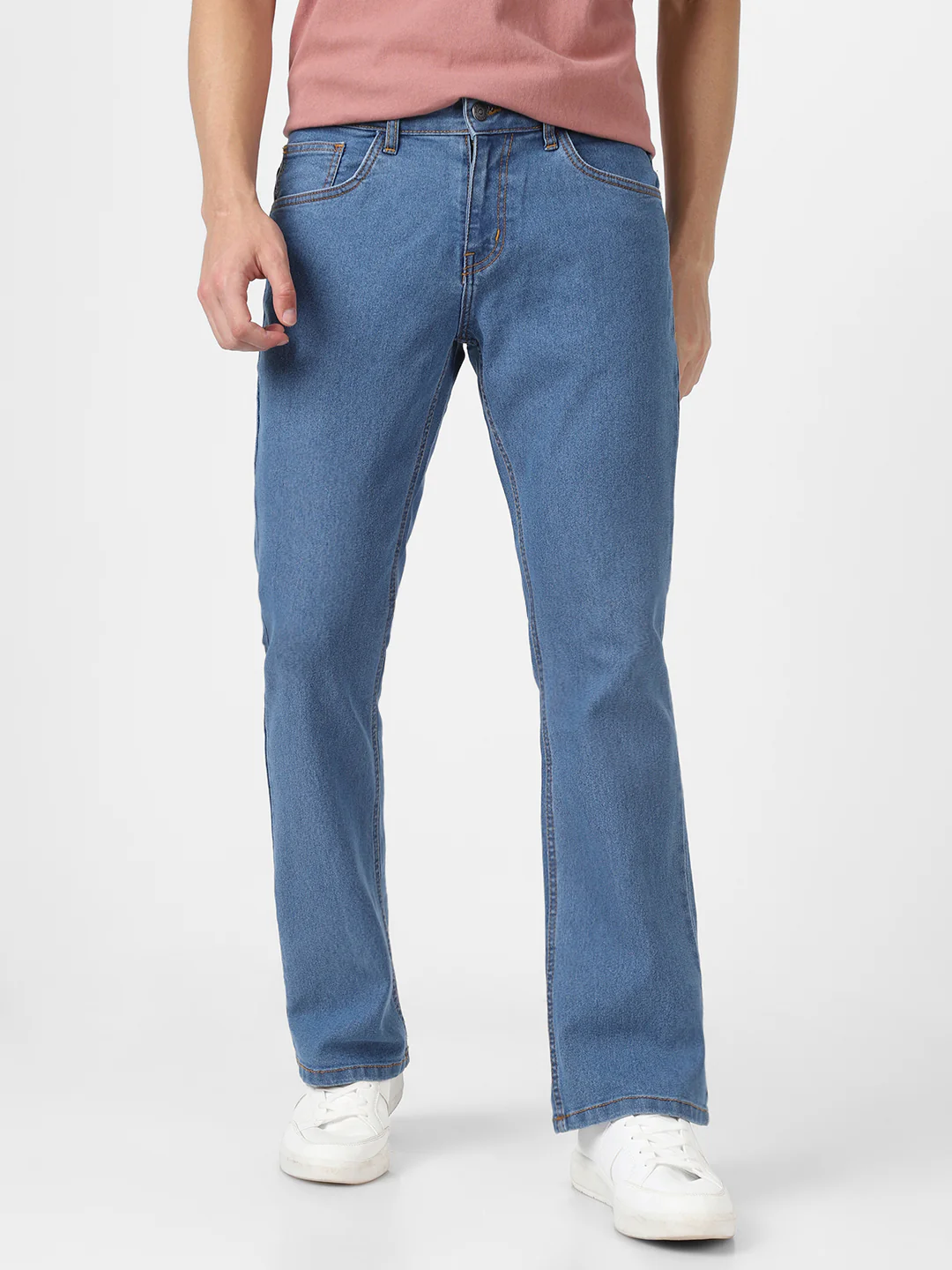 Men's Light Blue Washed Bootcut Jeans Stretchable - Image 2