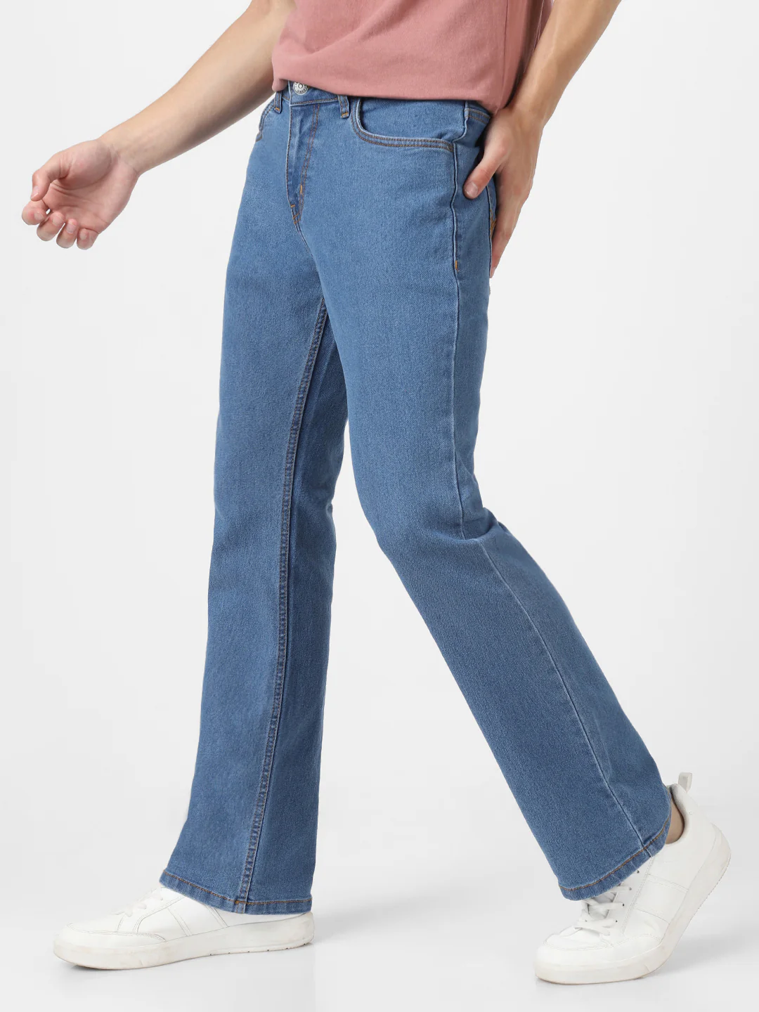 Men's Light Blue Washed Bootcut Jeans Stretchable - Image 3
