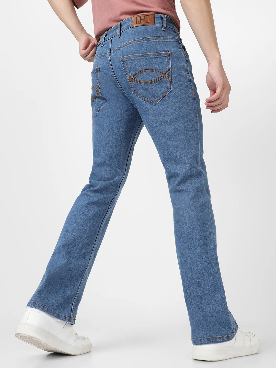 Men's Light Blue Washed Bootcut Jeans Stretchable - Image 4